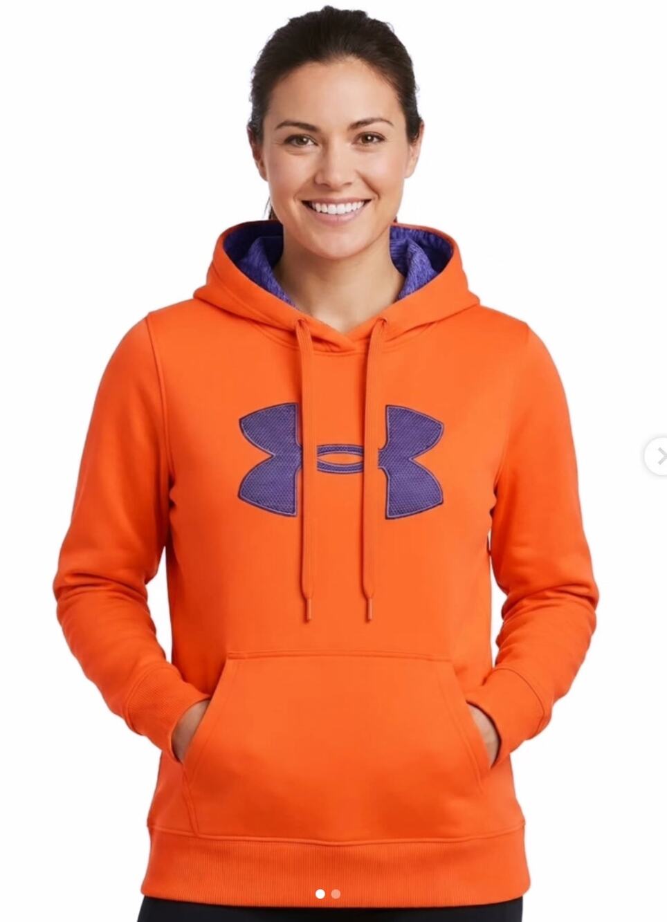 Bright Orange Under Armour Storm Hoodie with Purple Trim, Women's Small